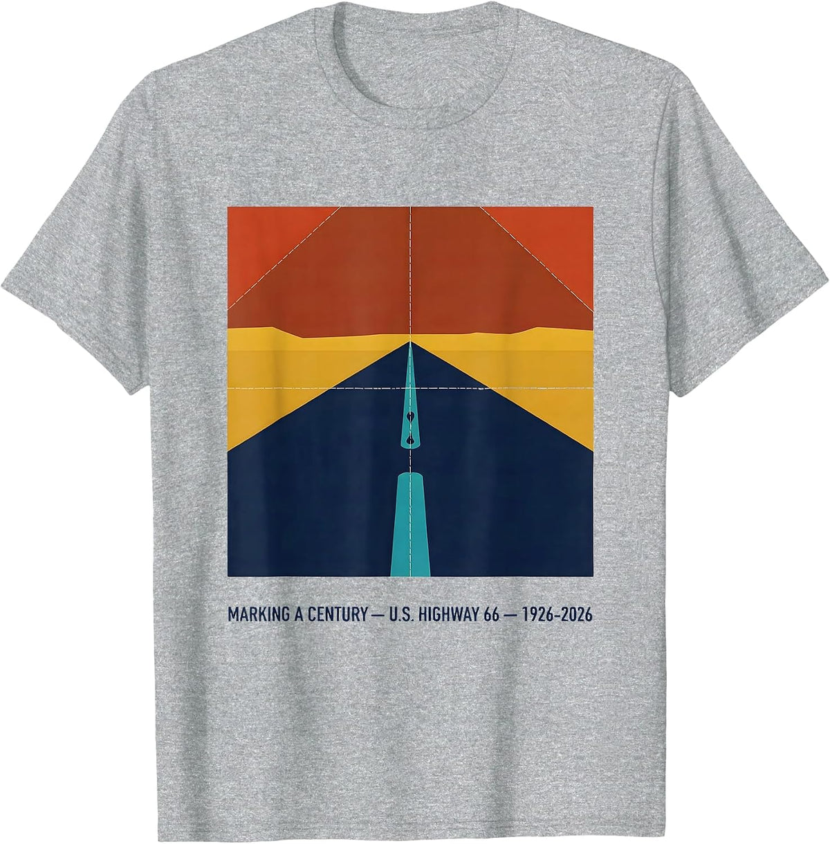 Men's Marking A Century — U.S. Highway 66 — 1926-2026 Vintage T-Shirt - Heather Grey