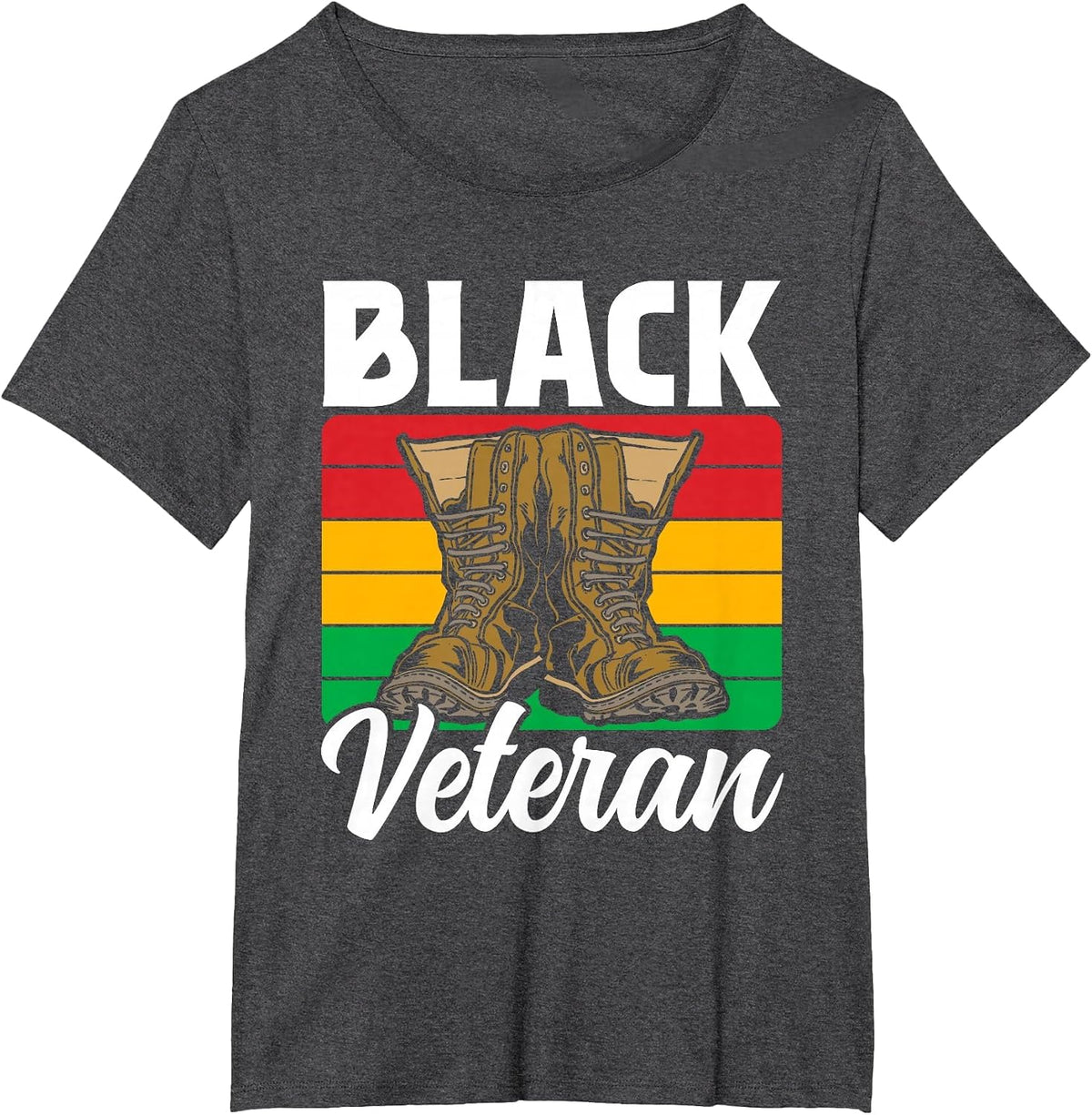 Black Veteran Soldier Military African American Us USA T-Shirt - Dark Heather Grey