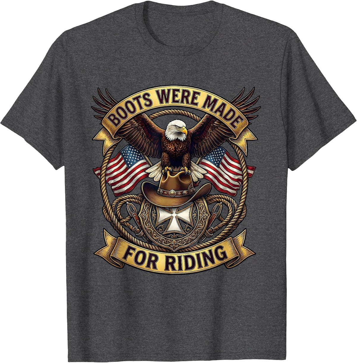 Boots Were Made For Riding Cowgirl Design T-Shirt - Dark Heather Grey