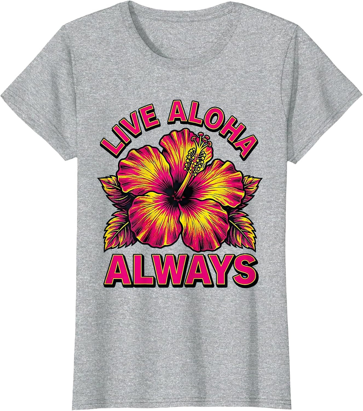 Live Aloha Always Hawaiian Spirit Design T-Shirt - Heather Grey