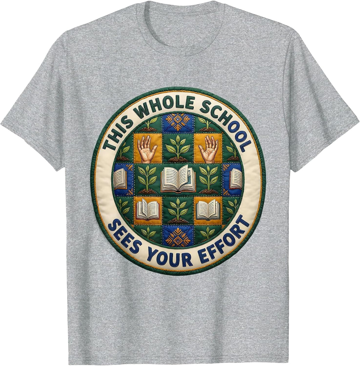 Men's This Whole School Sees Your Effort Folk Art Teacher T-Shirt - Heather Grey