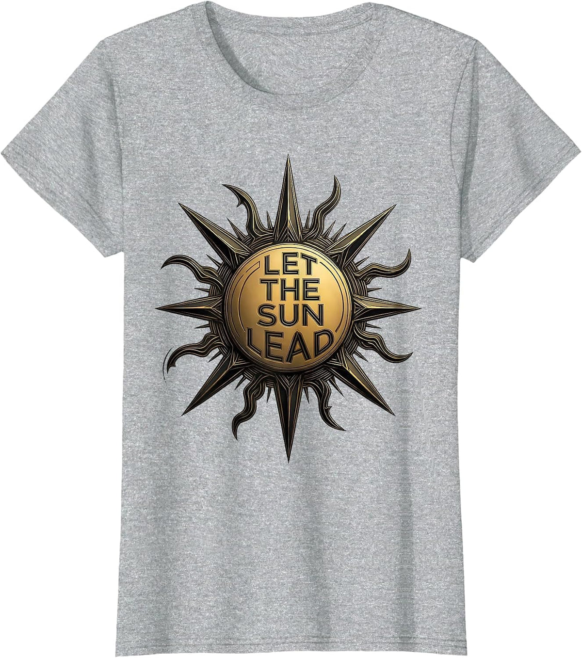Let the Sun Lead Boho Summer Inspirational Design T-Shirt - Heather Grey