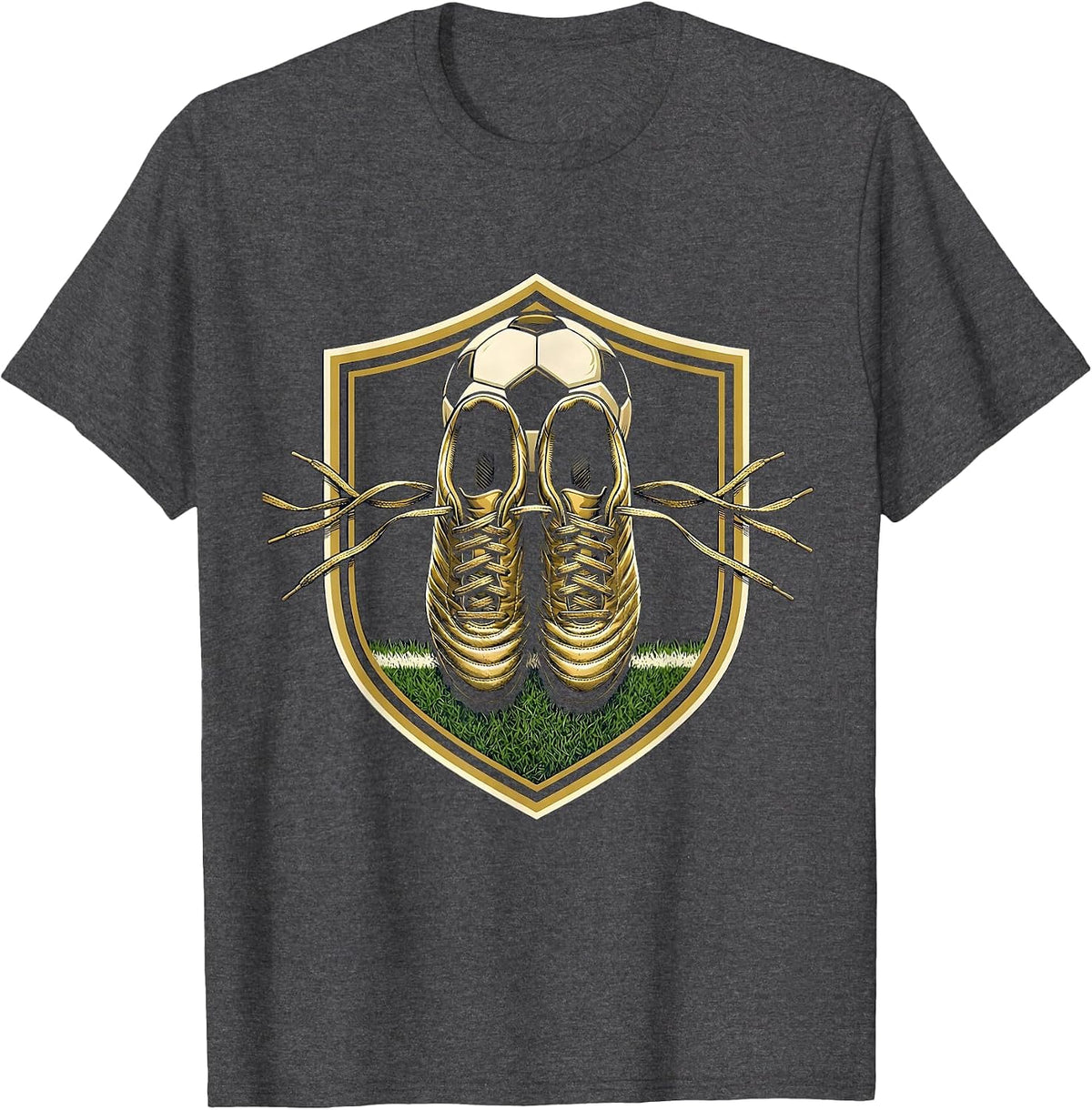 Men's Soccer Dad Cleats Over Shoulder Graphic T-Shirt - Dark Heather Grey
