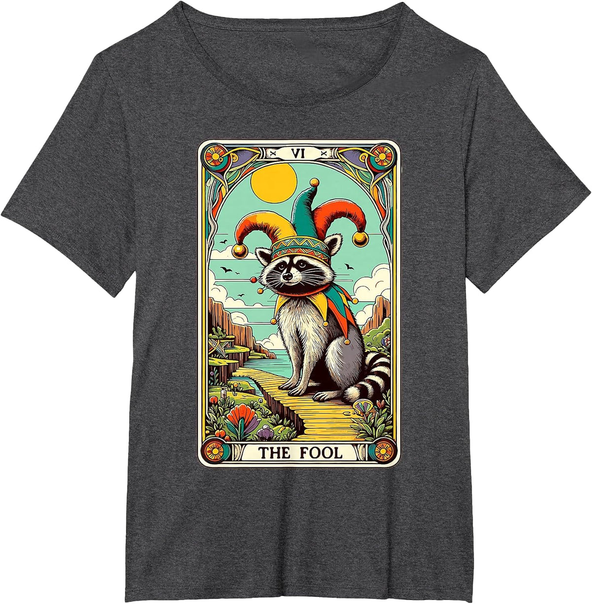 Raccoon Tarot Card The Fool Racoon Raccoon T-Shirt - Dark Heather Grey