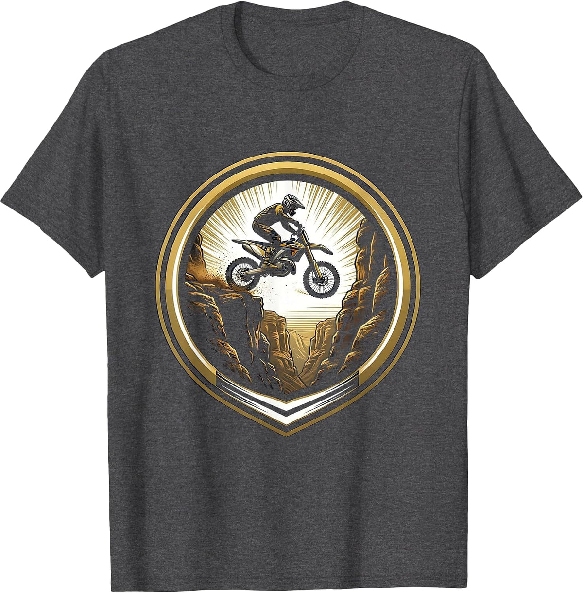 Dirt Bike Rocky Canyon Jump Graphic Tee T-Shirt - Dark Heather Grey