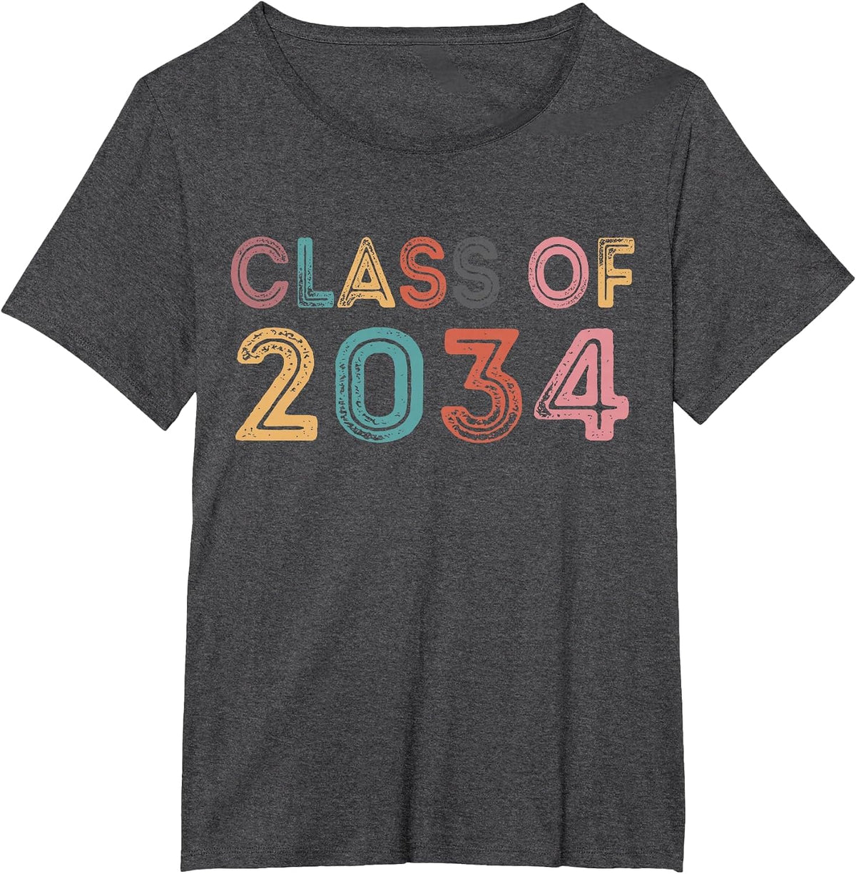 Class of 2034 Grow with Me First Day of School Graduation T-Shirt - Dark Heather Grey