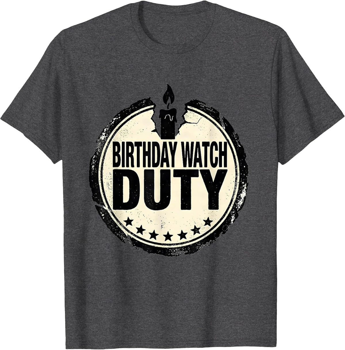 Men's Birthday Watch Duty Rubber Stamp Birthday Crew Squad Party T-Shirt - Dark Heather Grey