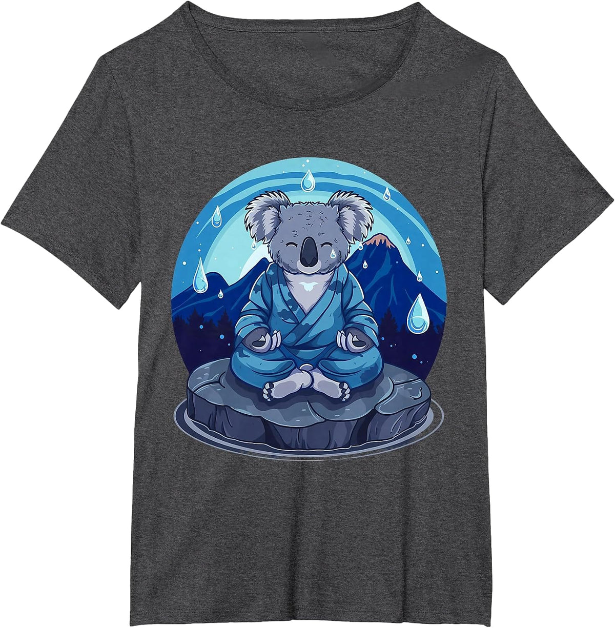 Koala Meditation Mountain Yoga Zen Buddha Buddhist Hindu T-Shirt - Dark Heather Grey