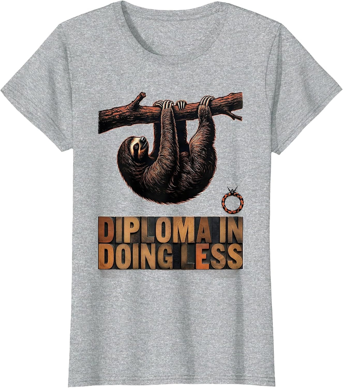 Diploma In Doing Less Funny Sloth Lover Lazy Humor T-Shirt - Heather Grey