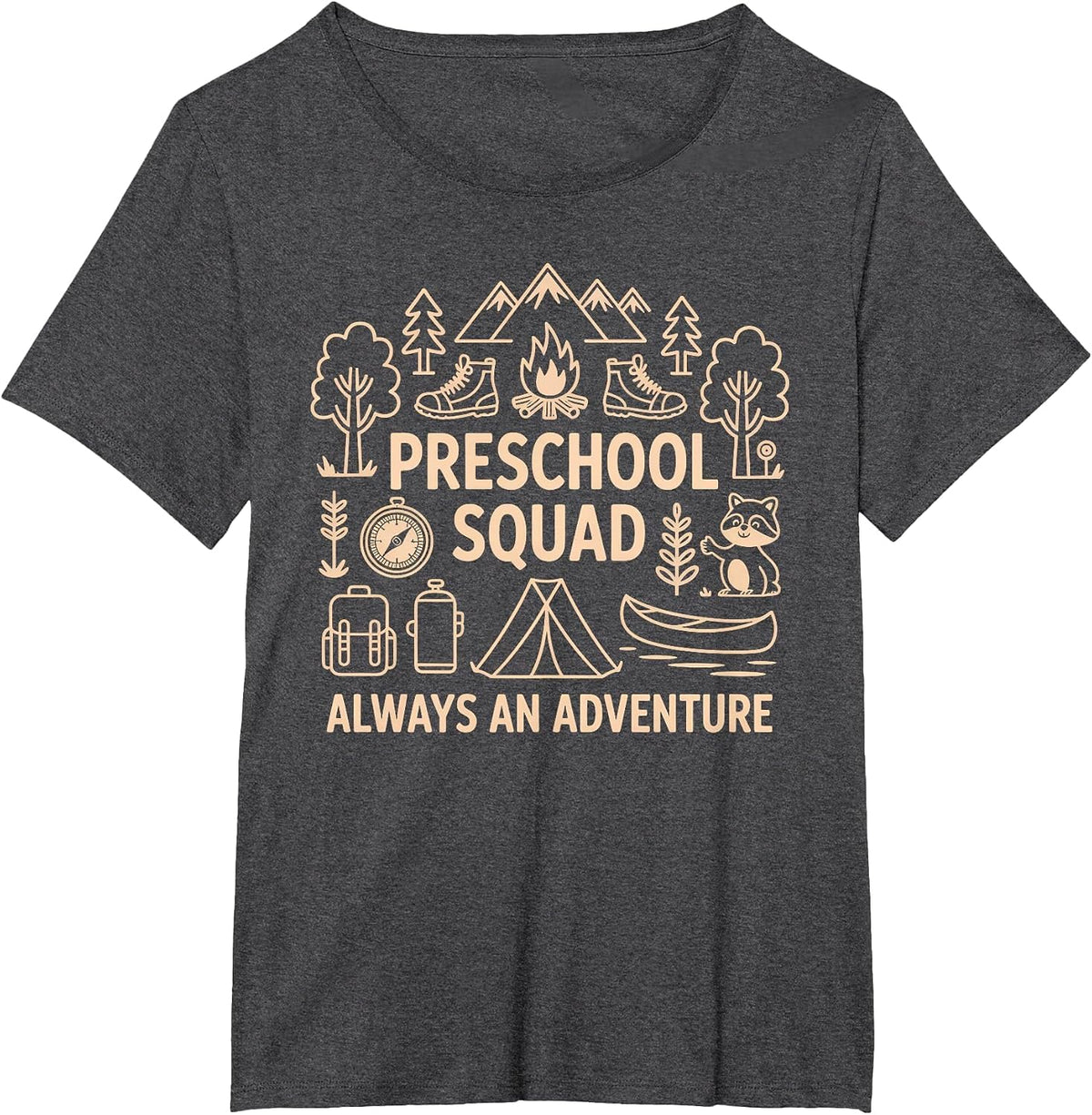 Pre-K Squad Adventure Camping Preschool Teacher Boy Girl Kid T-Shirt - Dark Heather Grey