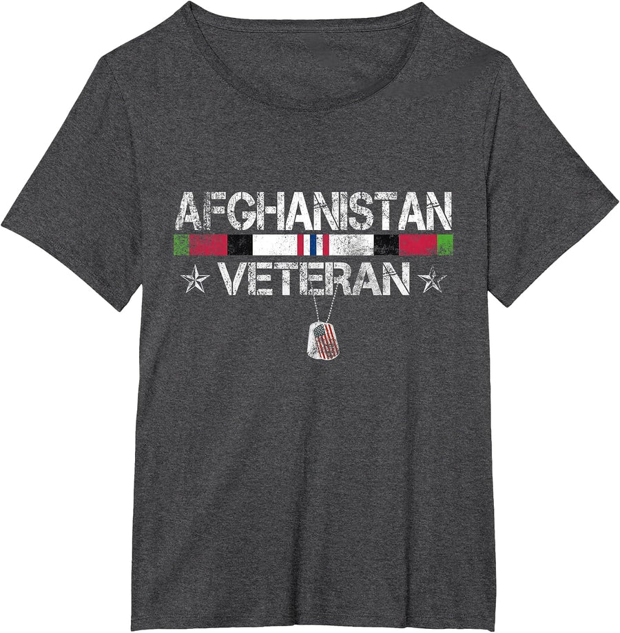 Afghanistan Veteran T-Shirt Vintage Patriotic Veterans Day T-Shirt - Dark Heather Grey