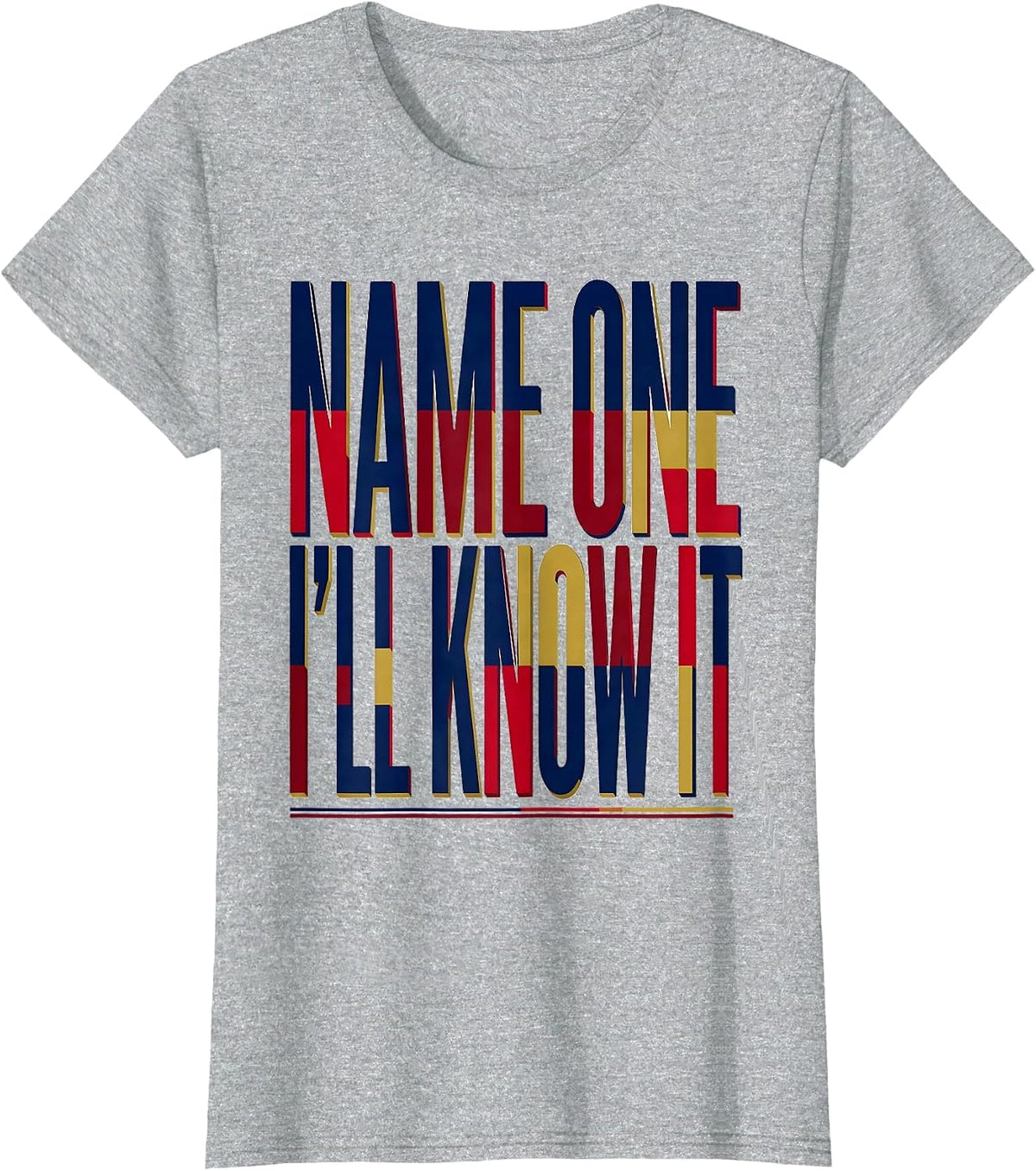 Name One, I'll Know It Geography Lover World Flags T-Shirt - Heather Grey