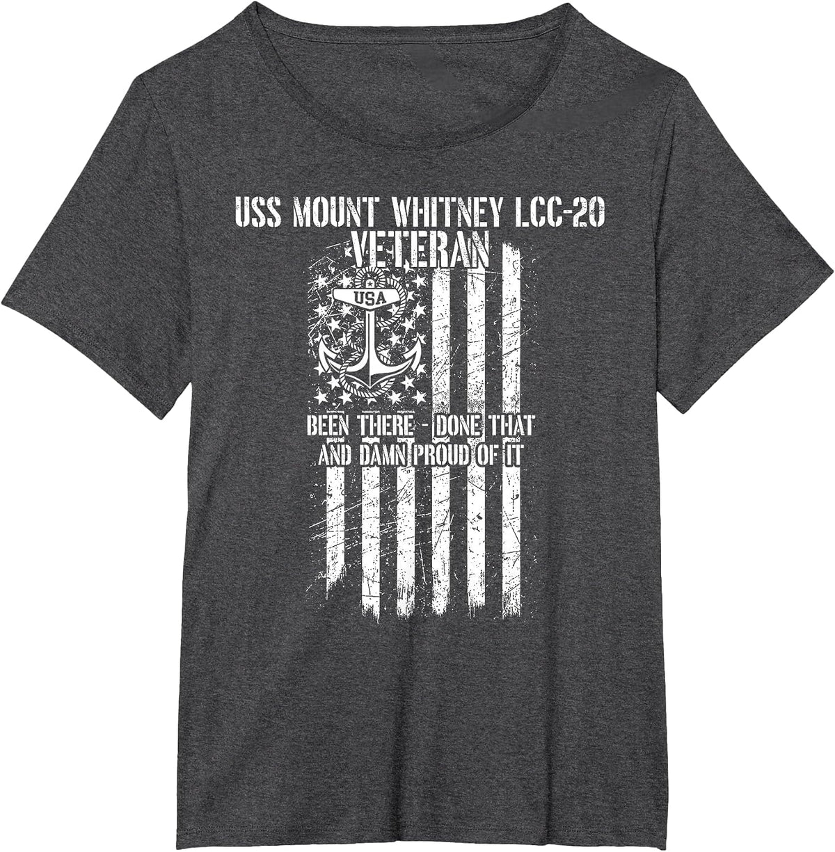 USS Mount Whitney LCC-20 Amphibious Command Ship Veteran T-Shirt - Dark Heather Grey