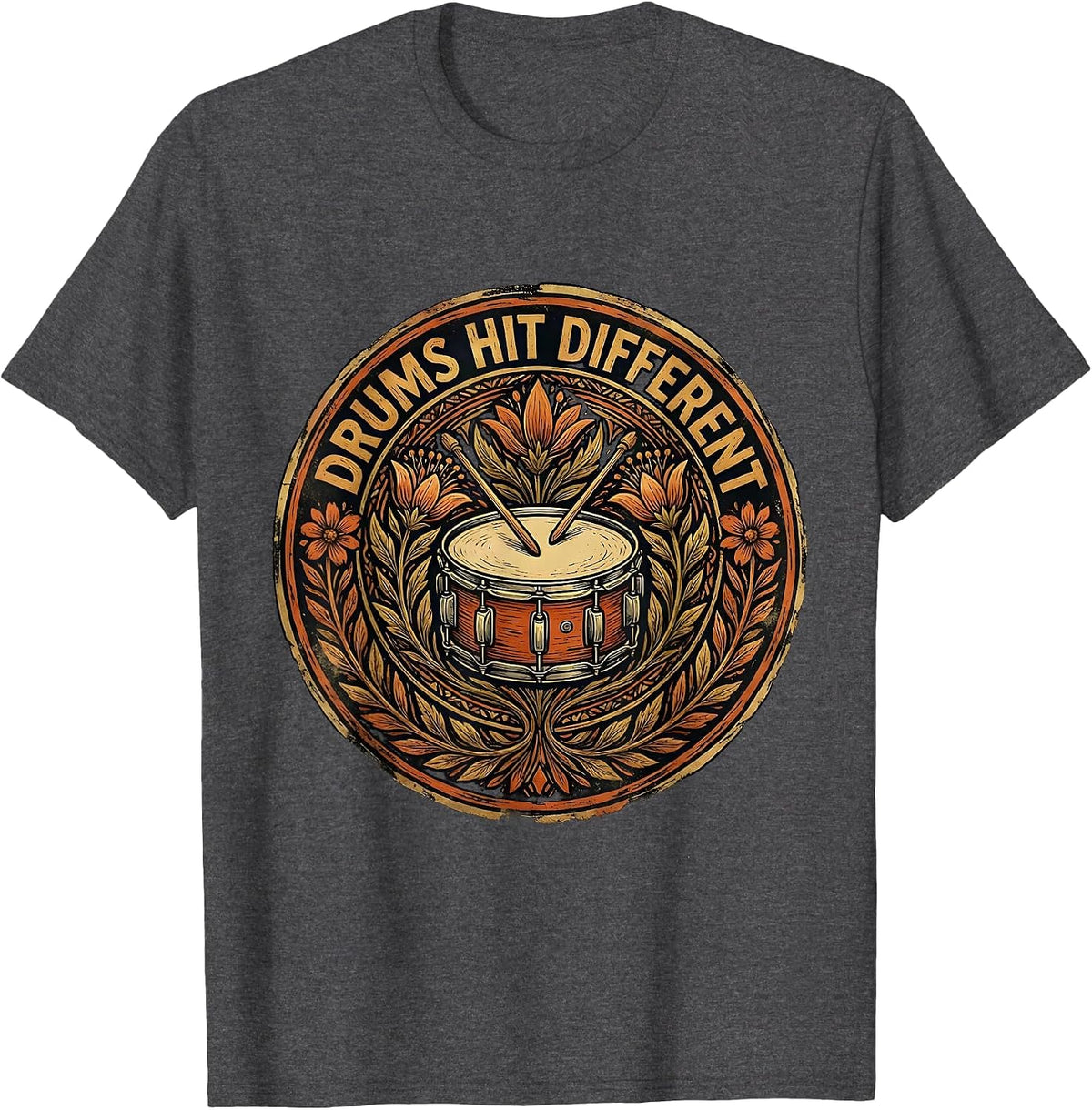 Drums Hit Different Drummer Music Design T-Shirt - Dark Heather Grey