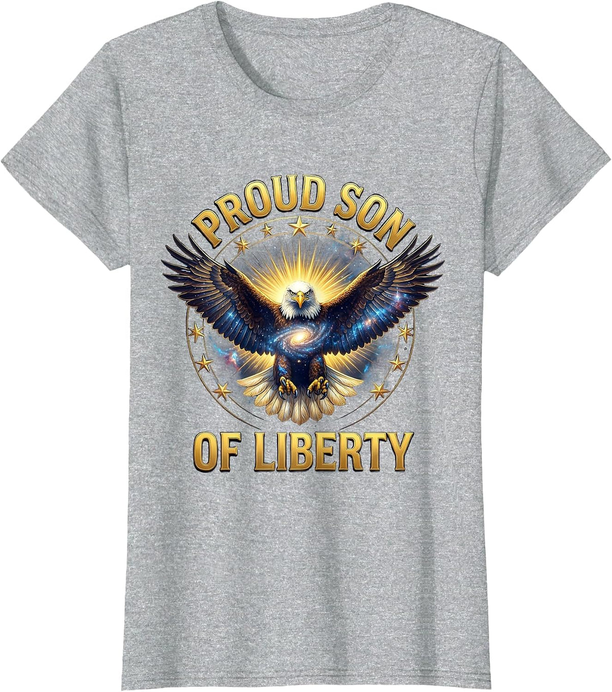 Proud Son of Liberty Patriotic Design T-Shirt - Heather Grey