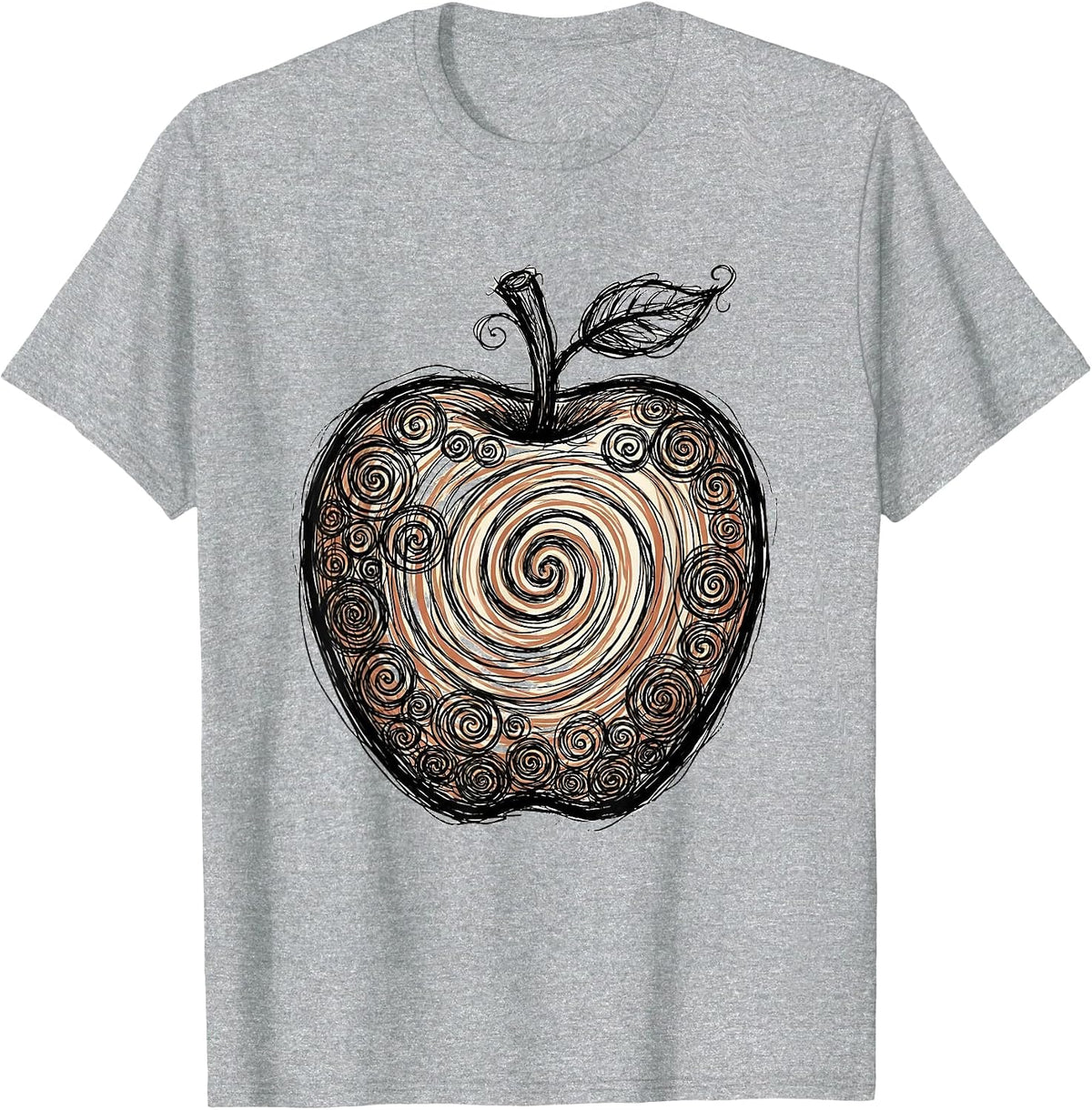 Men's Art Teacher Colorful Paint Swirl Apple Graphic T-Shirt - Heather Grey