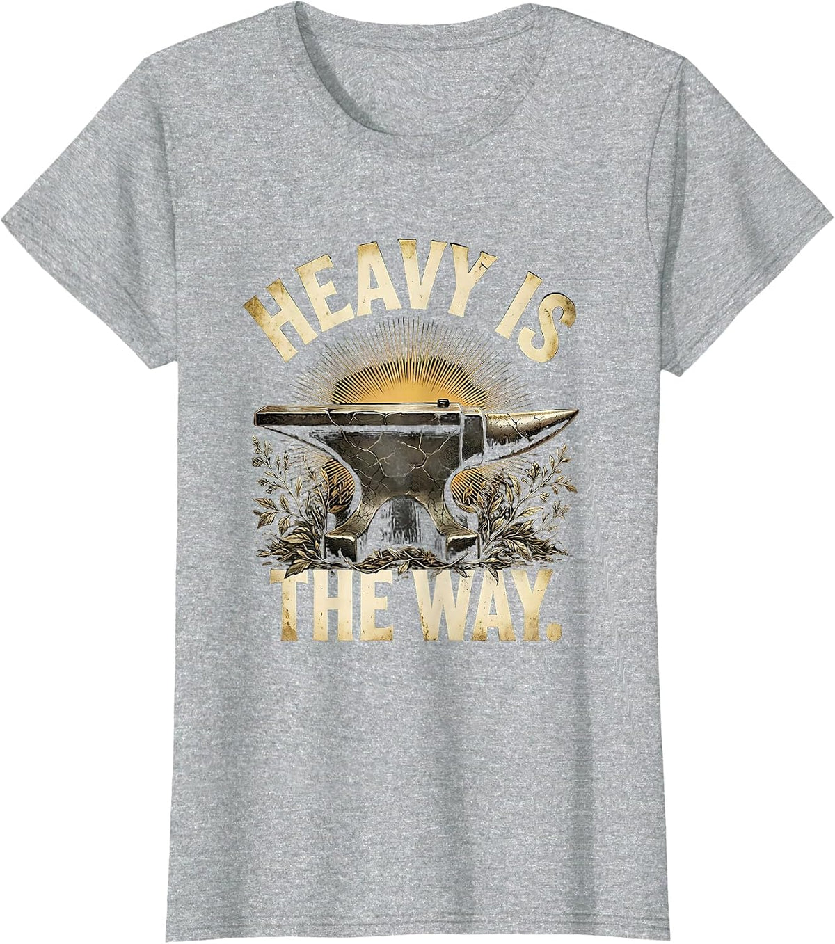 Heavy Is The Way Bold Heavy Metal Design T-Shirt - Heather Grey