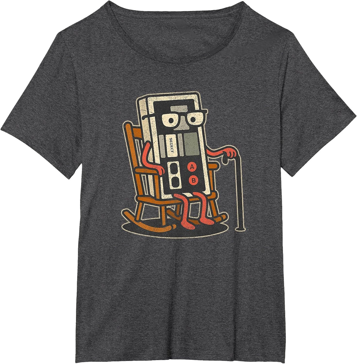 Funny Vintage Old Gamer Retro Video Game Old Gamer T-Shirt - Dark Heather Grey
