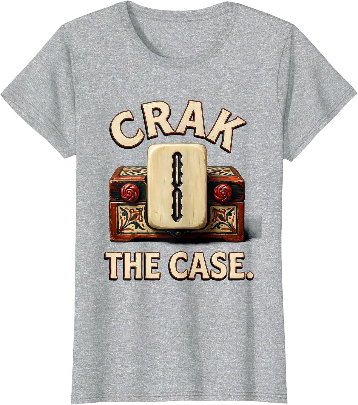 Women's Crak The Case Funny Mahjong Player Tile Game Humor T-Shirt - Heather Grey