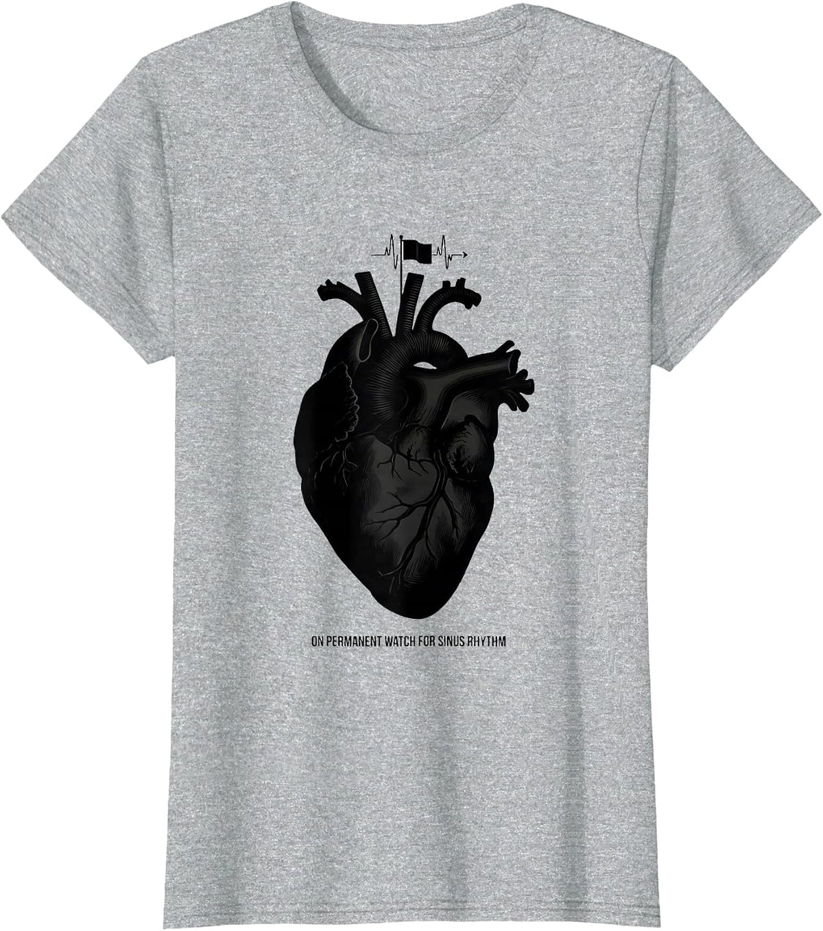 On Permanent Watch For Sinus Rhythm Cardiac Nurse Anatomy T-Shirt - Heather Grey