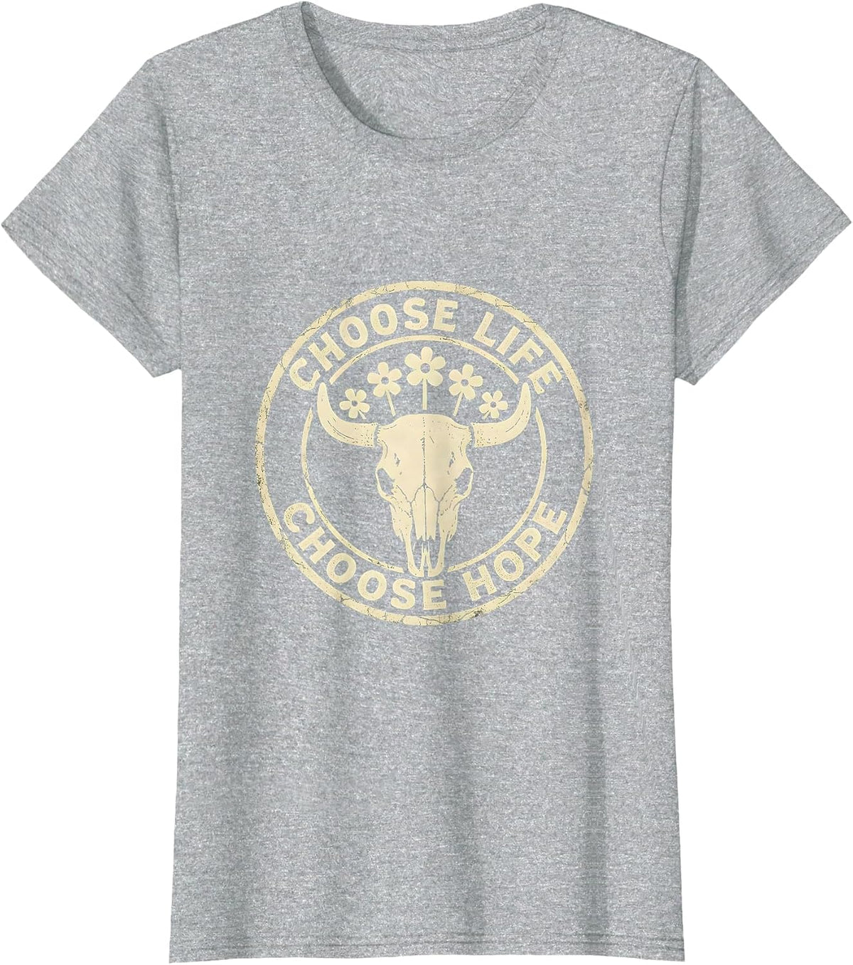 Women's Choose Life Choose Hope Suicide Prevention Design T-Shirt - Heather Grey
