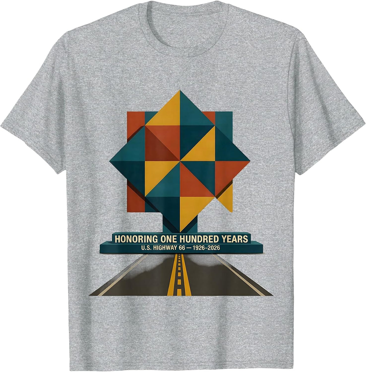 Men's Honoring One Hundred Years — U.S. Highway 66 — 1926-2026 T-Shirt - Heather Grey
