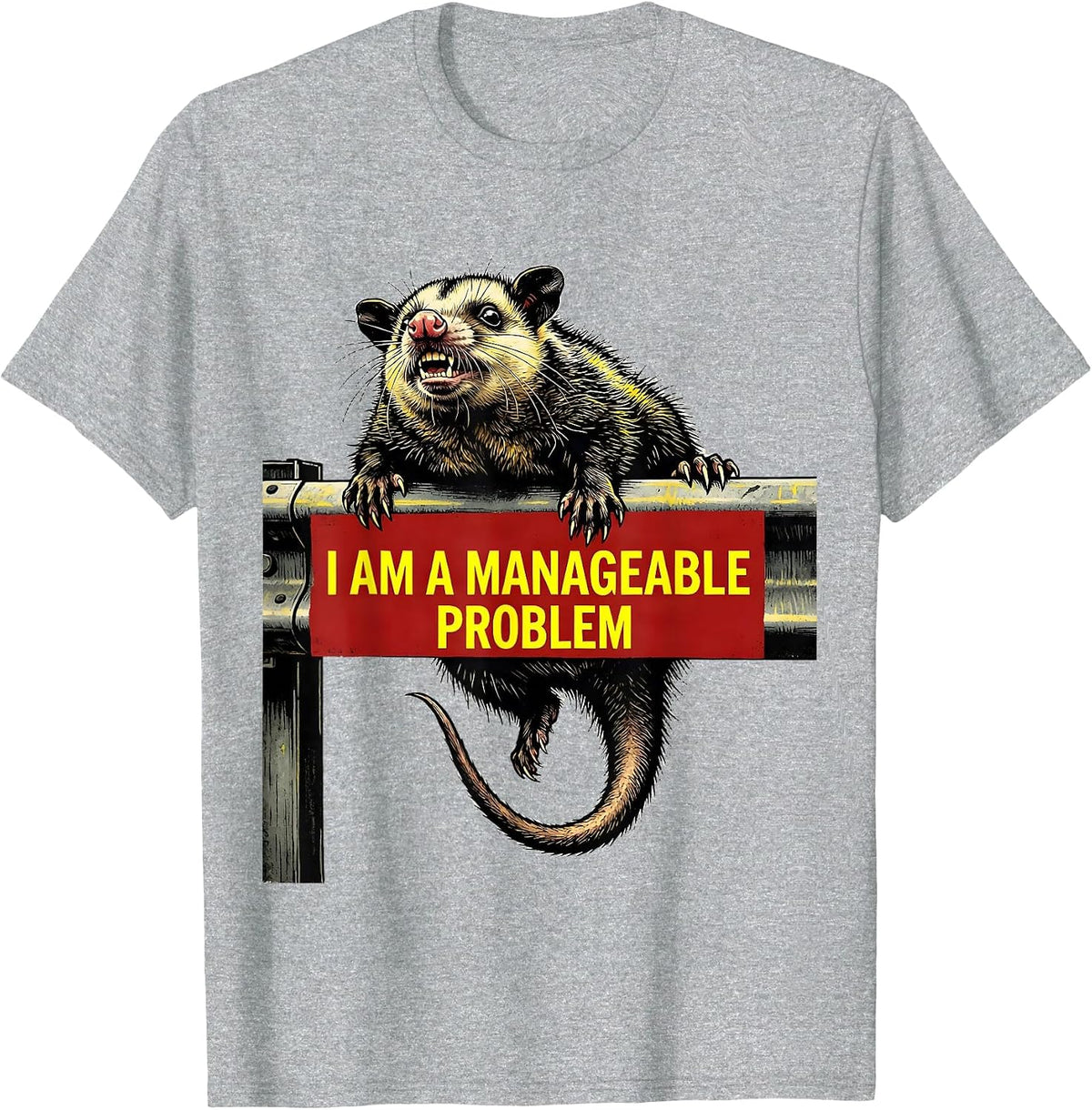 Men's I Am A Manageable Problem Funny Opossum Meme Possum Lover T-Shirt - Heather Grey