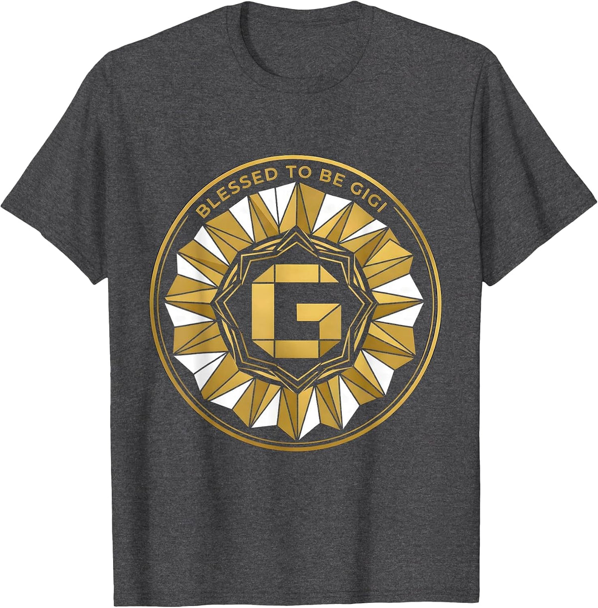 Men's Blessed to be Gigi Grandma Gift Design T-Shirt - Dark Heather Grey