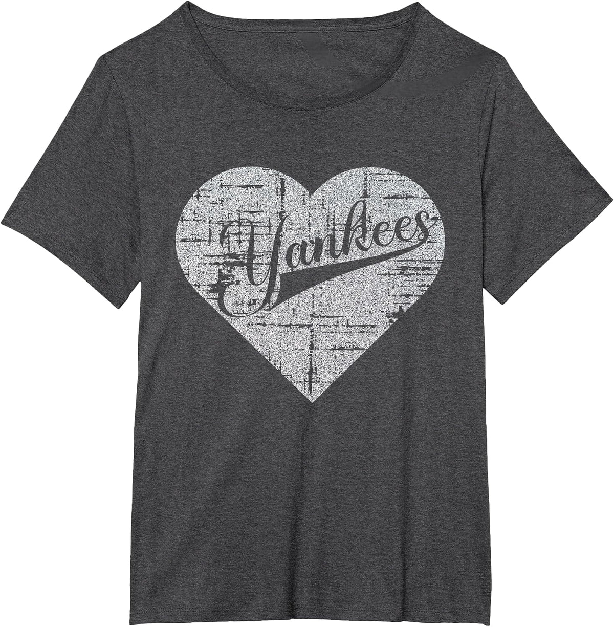 Vintage Heart Yankees I Love Yankees First Name Personalized T-Shirt - Dark Heather Grey