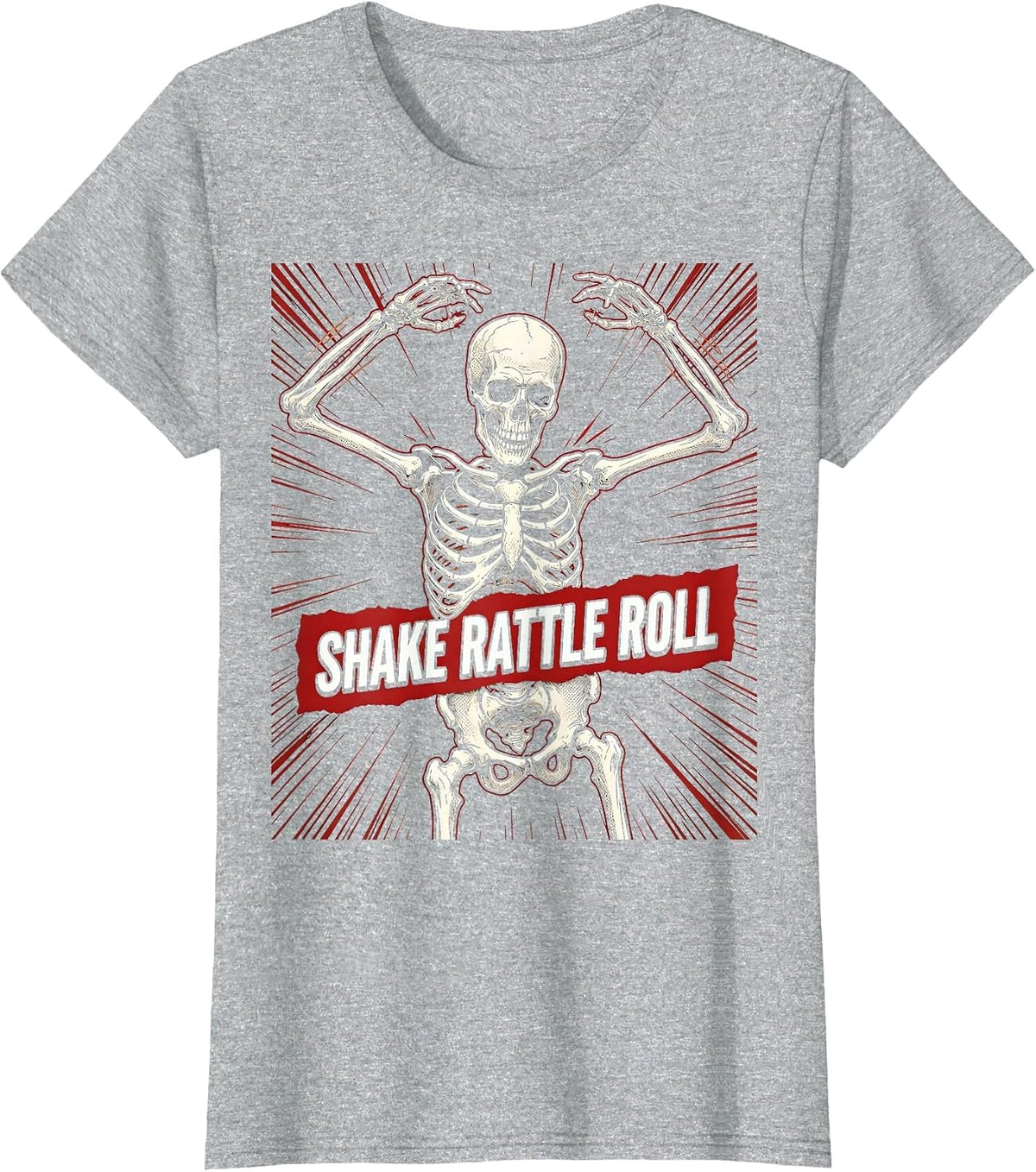 Shake Rattle Roll Classic Rock and Roll Design T-Shirt - Heather Grey