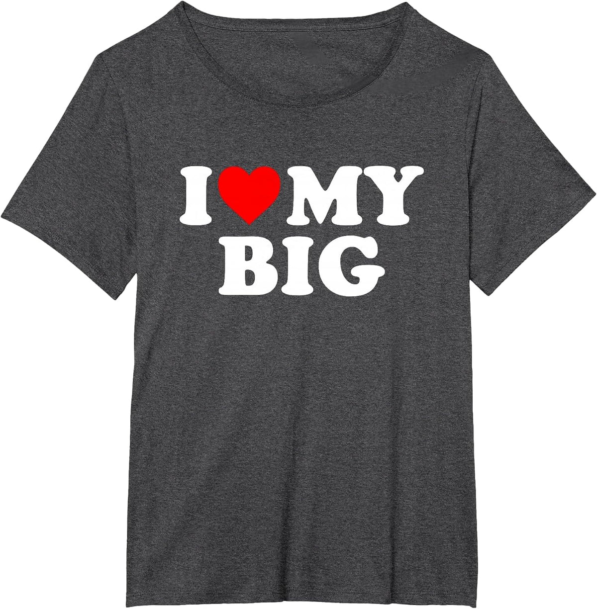 I Heart My Big Love Matching Little Big Sorority Funny T-Shirt - Dark Heather Grey