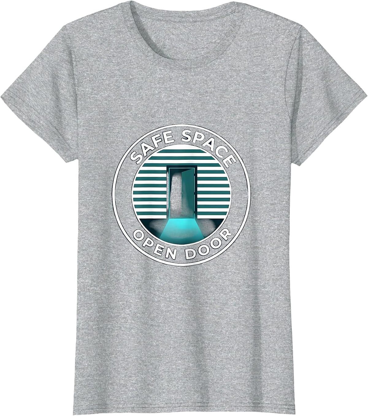 Safe Space Open Door School Counselor Design T-Shirt - Heather Grey