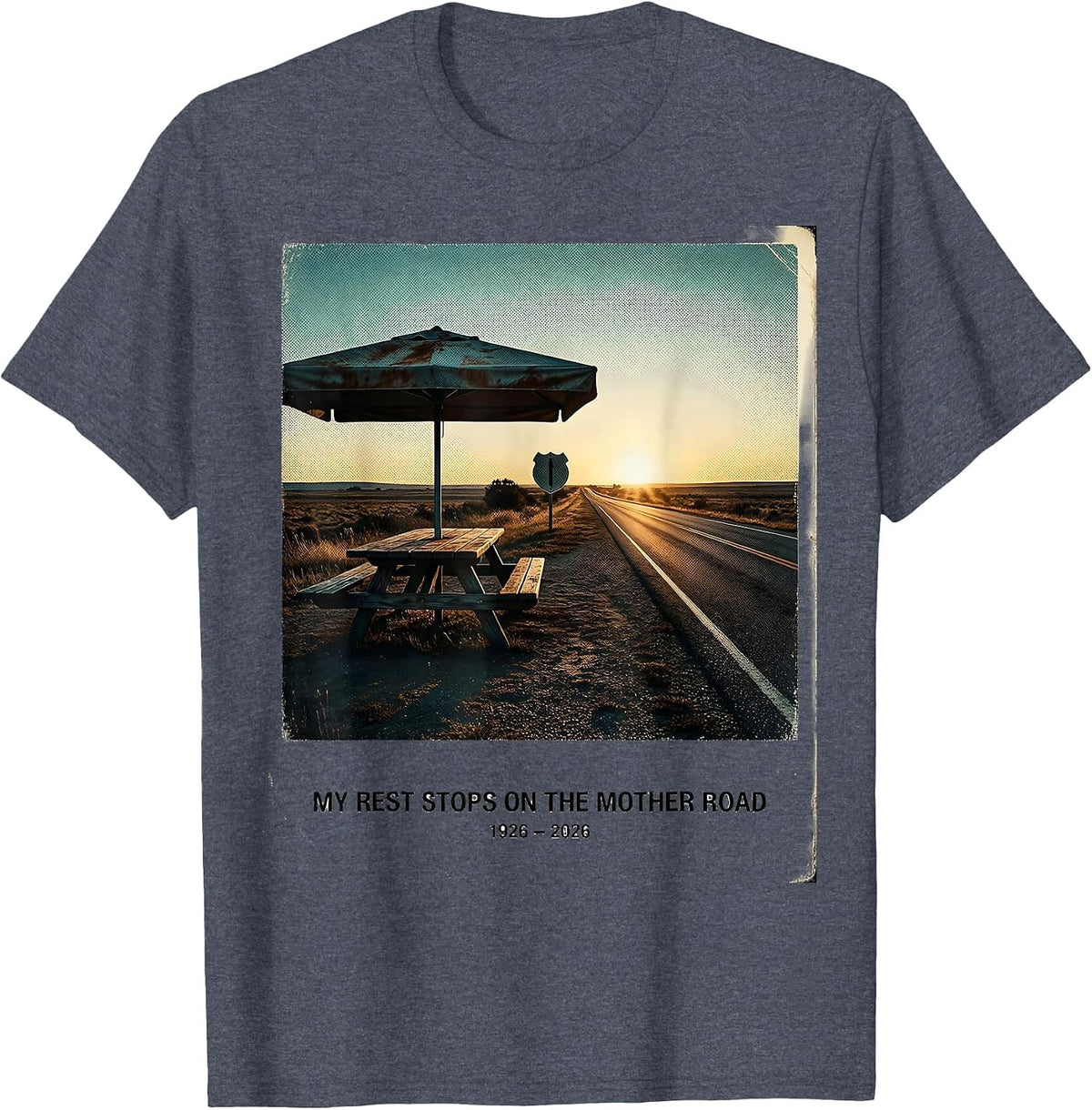 My Rest Stops On The Mother Road, 1926-2026 Vintage T-Shirt - Heather Blue