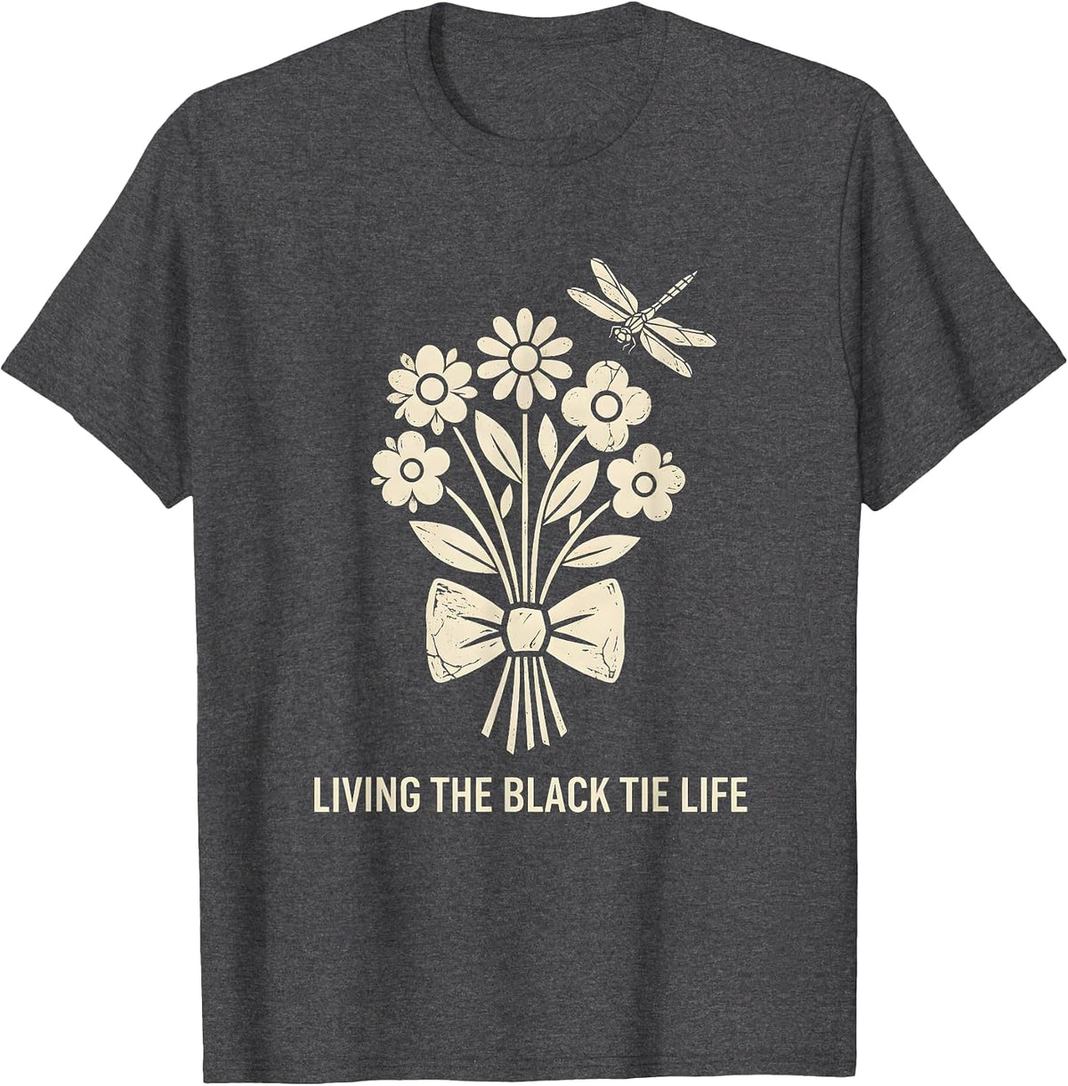 Living the Black Tie Life Tuxedo Design T-Shirt - Dark Heather Grey