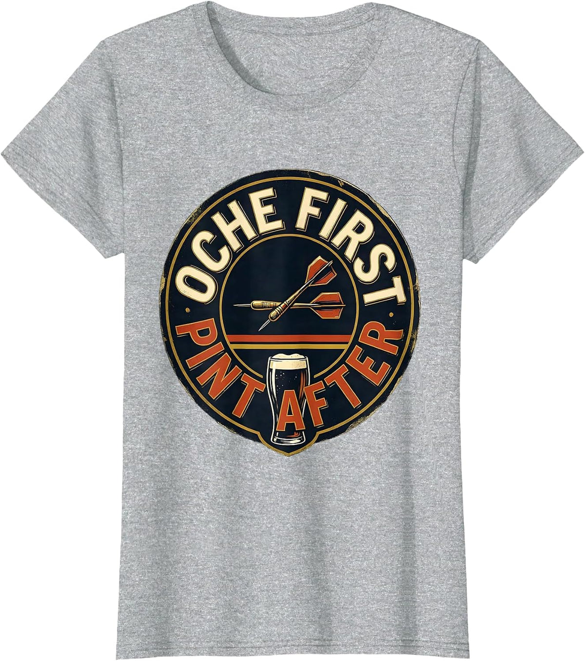 Oche First Pint After Funny Darts Hobby Beer Lover Gift T-Shirt - Heather Grey