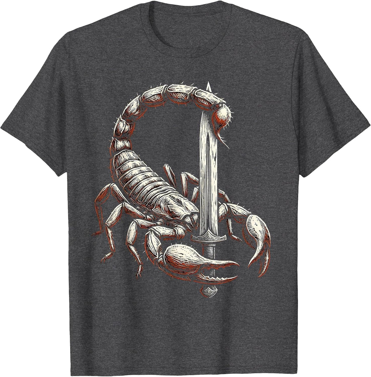 Scorpion Dagger Heavy Metal Graphic Design T-Shirt - Dark Heather Grey