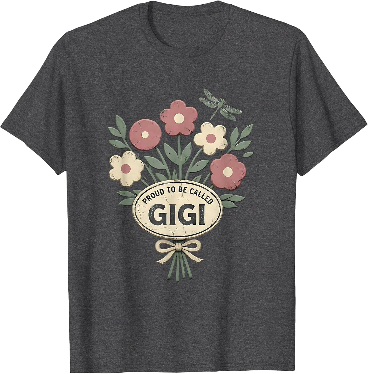 Proud To Be Called Gigi Floral Boho Grandma Mother's Day T-Shirt - Dark Heather Grey