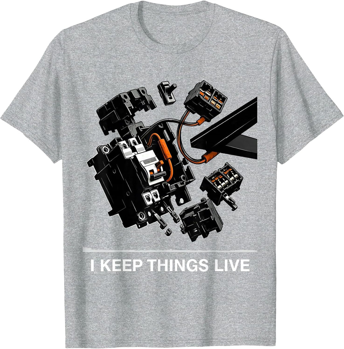 Men's I Keep Things Live Funny Electrician Lineman Engineer T-Shirt - Heather Grey
