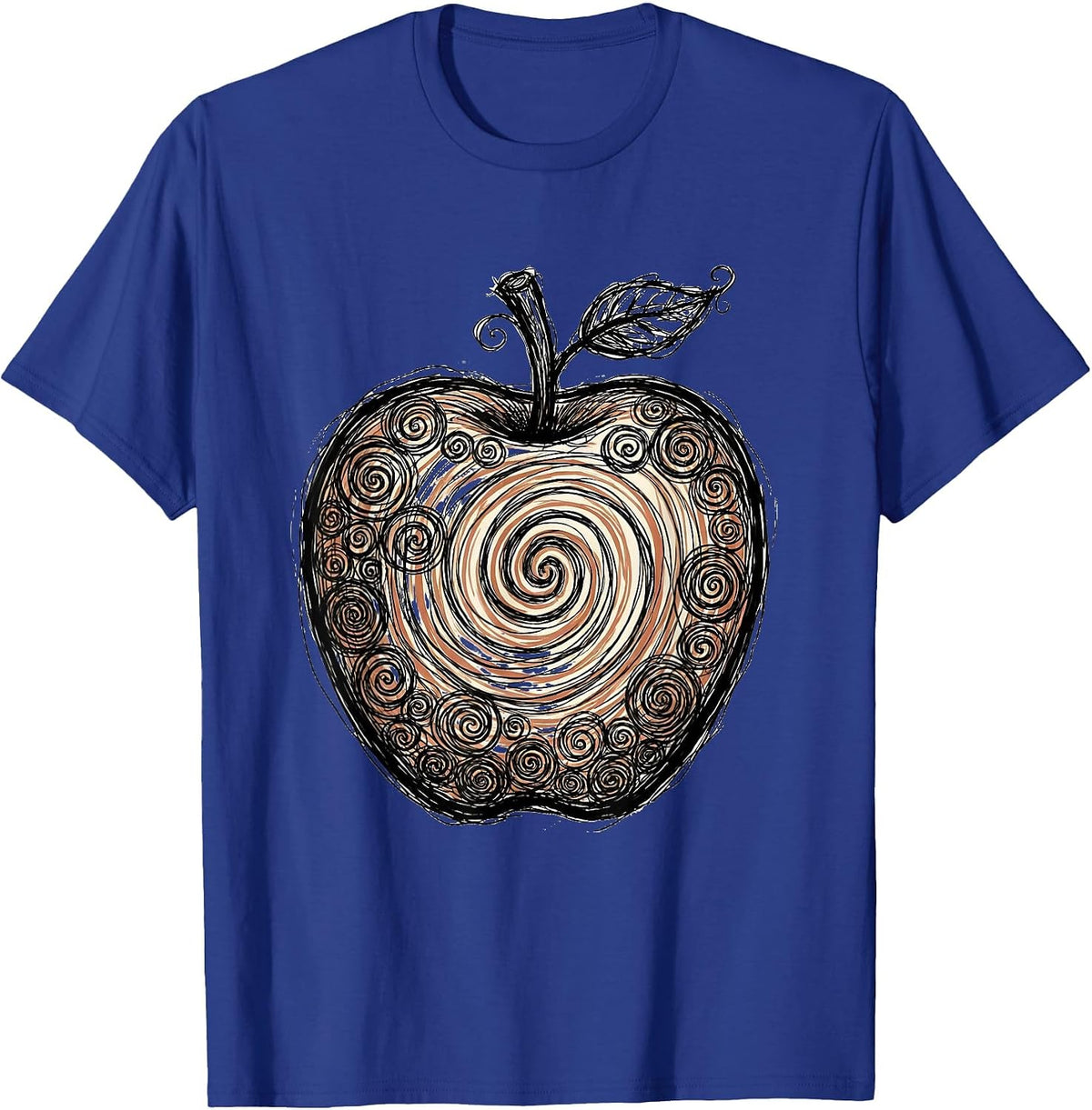 Men's Art Teacher Colorful Paint Swirl Apple Graphic T-Shirt - Royal Blue