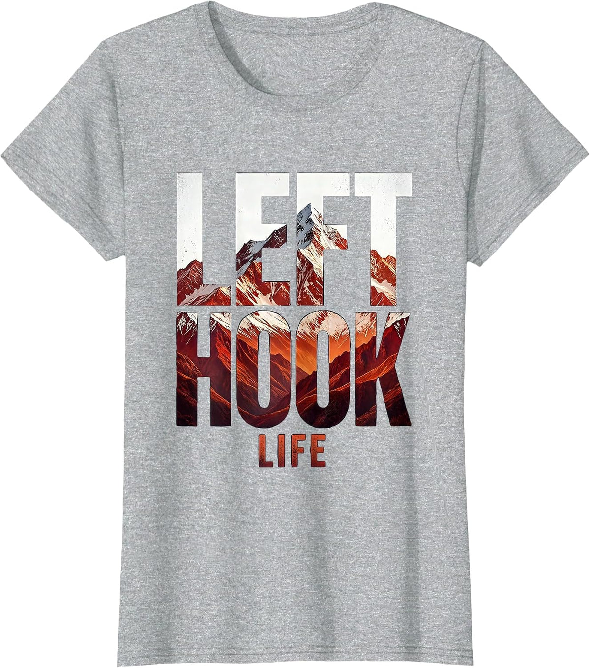 Left Hook Life Boxing Graphic Design T-Shirt - Heather Grey