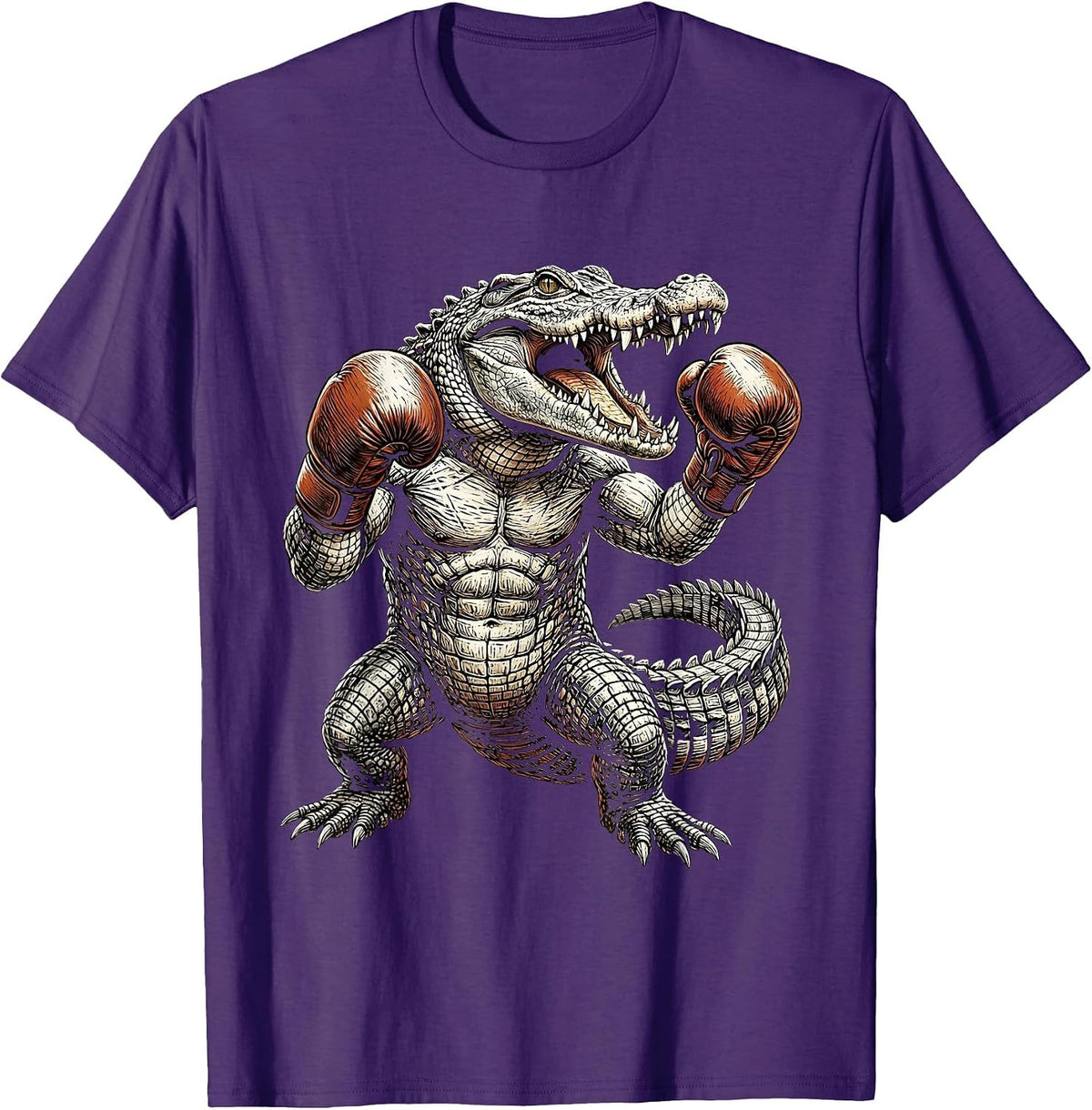 Gator Boxing Gloves Fighter Illustration T-Shirt - Purple