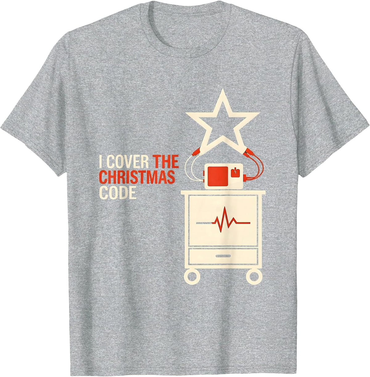 Men's I Cover The Christmas Code Funny Nurse ICU ER CVICU Cardiac T-Shirt - Heather Grey