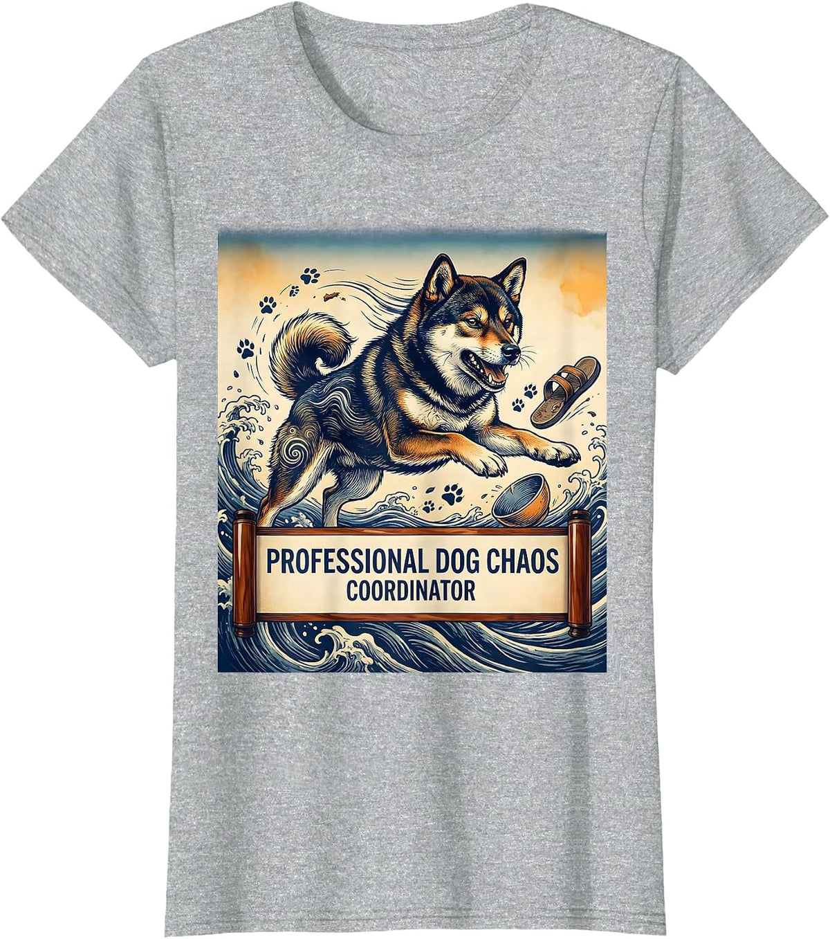 Professional Dog Chaos Coordinator Crazy Dog Design T-Shirt - Heather Grey