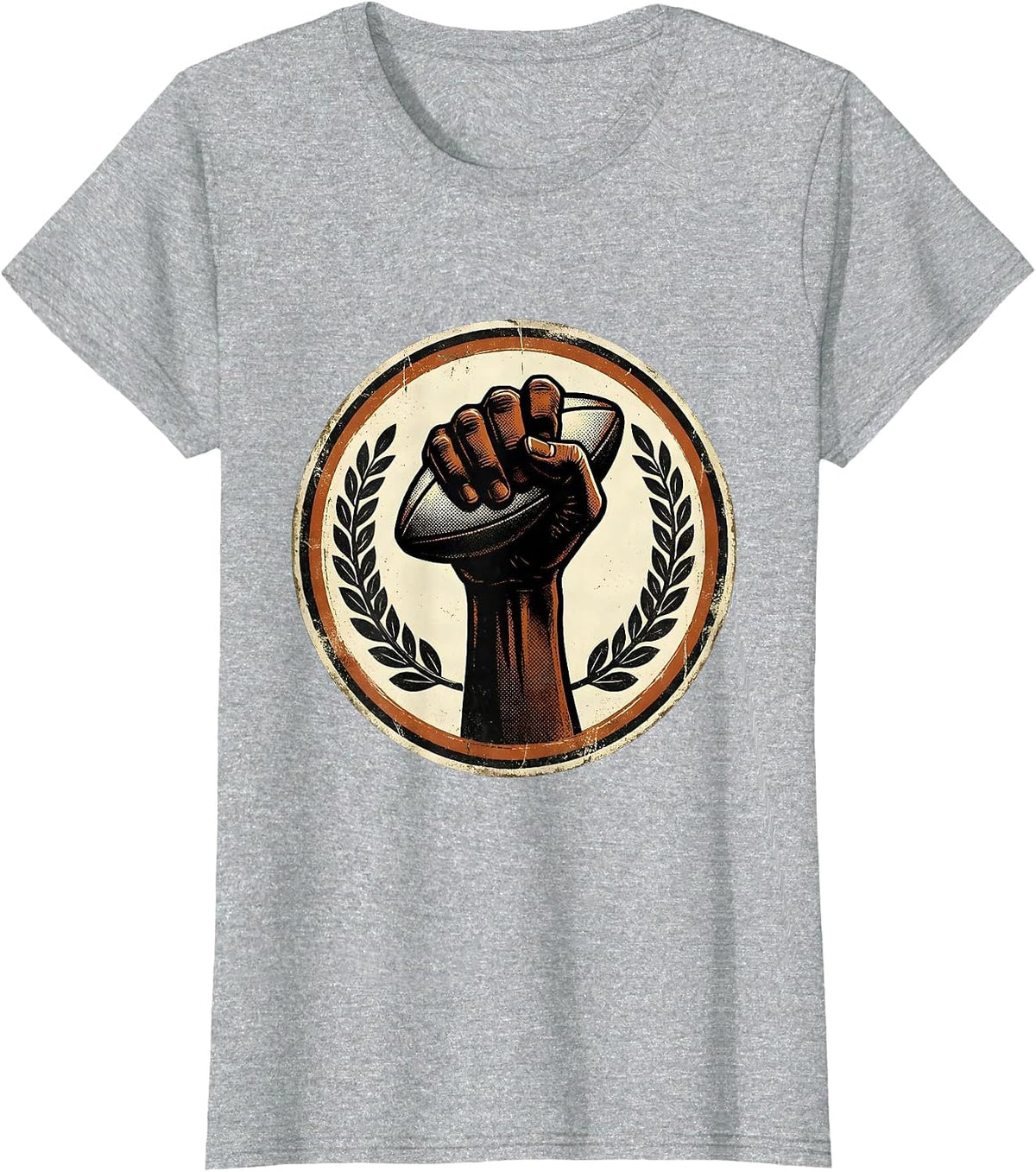 Women's Rugby Victory Fist Raised Celebration Graphic T-Shirt - Heather Grey