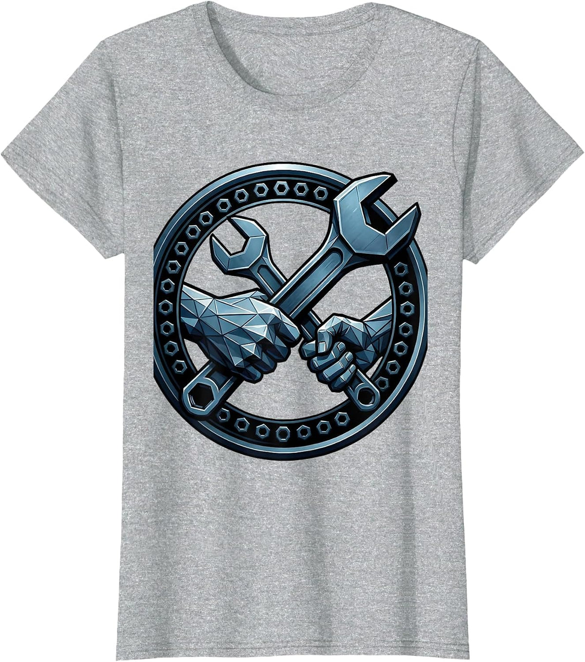 Mechanic Hands Socket Wrench Graphic T-Shirt - Heather Grey