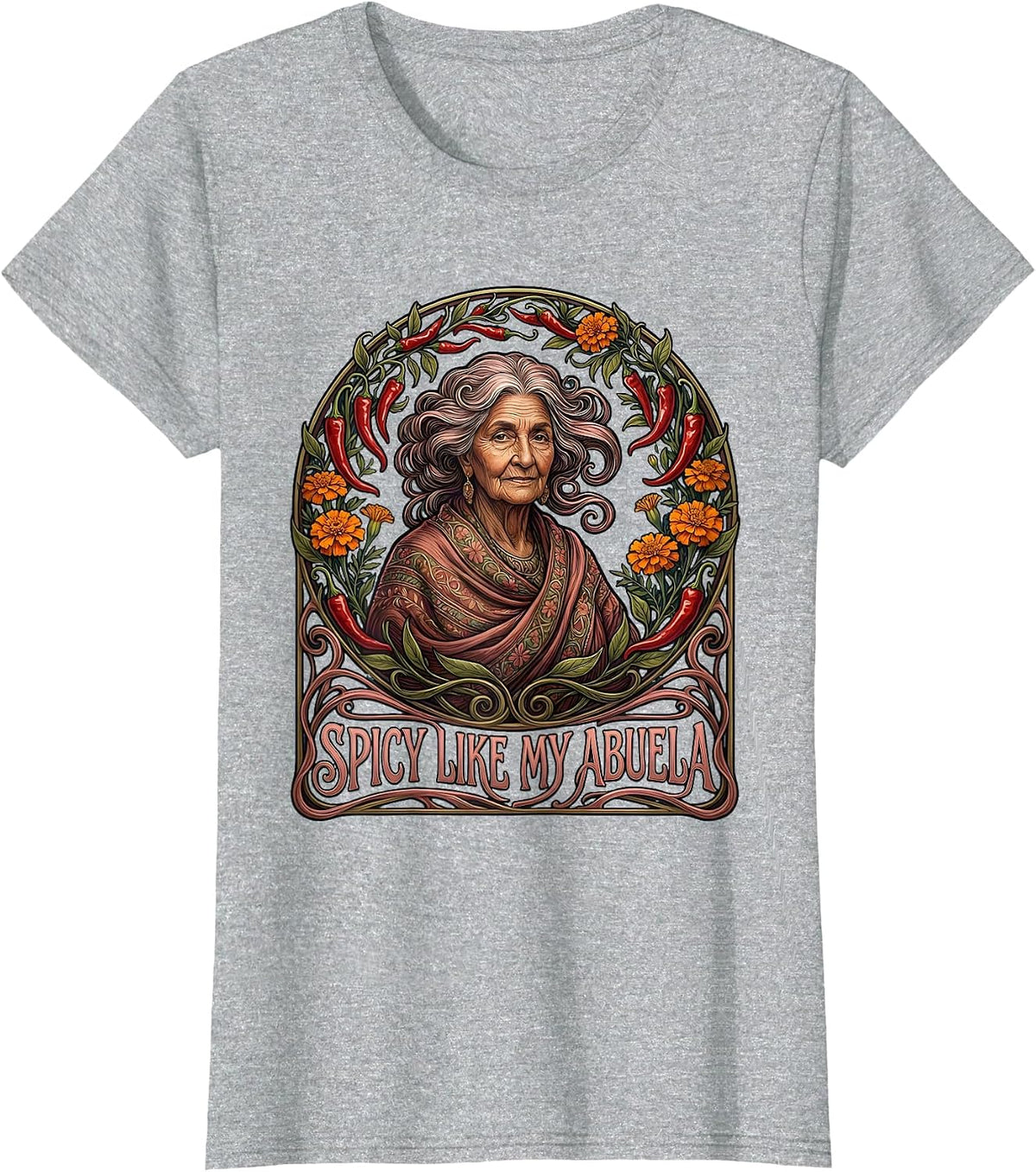 Women's Spicy Like My Abuela Mexican Heritage Design T-Shirt - Heather Grey