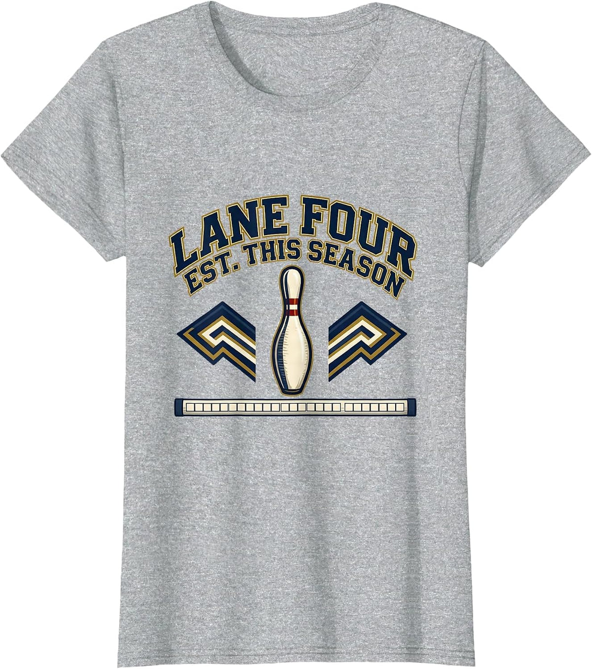 Lane Four Est. This Season Funny Bowling League Bowler T-Shirt - Heather Grey
