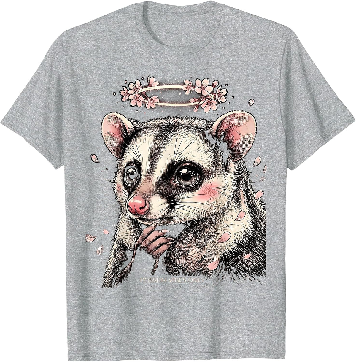 Men's Possum Vibes Only Funny Opossum Design T-Shirt - Heather Grey