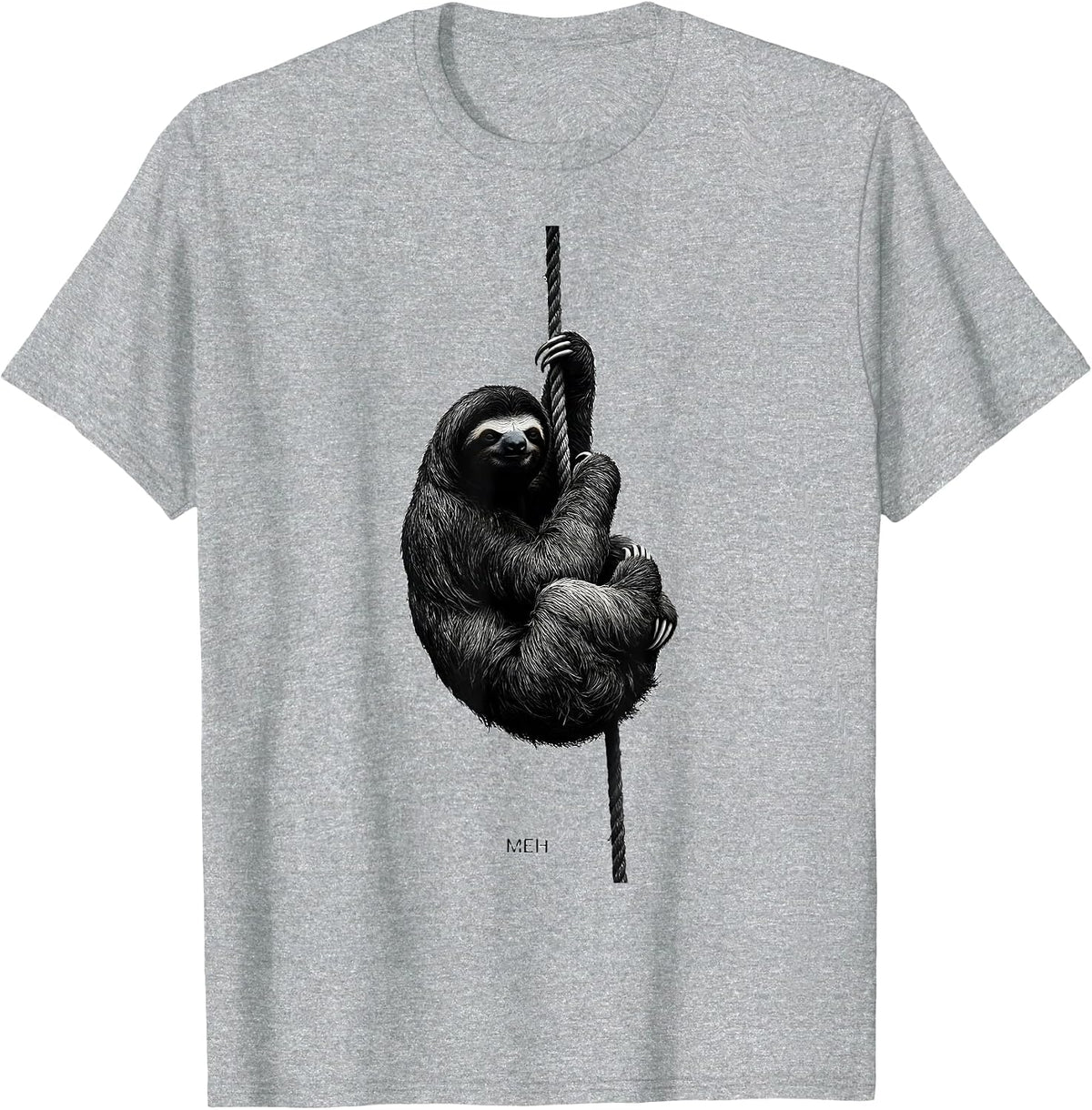 Men's Meh Funny Sloth Lover Lazy Humor Animal Affinity T-Shirt - Heather Grey