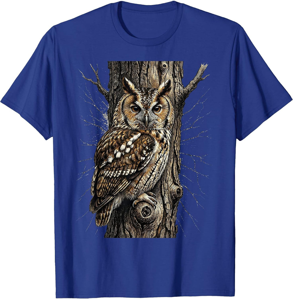 Men's Camouflaged Eastern Screech Owl Vintage Bird Lover Humor T-Shirt - Royal Blue